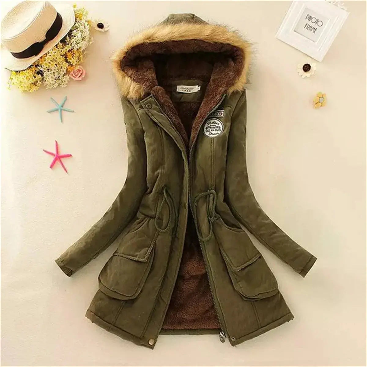 Fleece Lined Hood Down Jacket Winter Coat for Women Warm Drawstring Padded Parkas Korean Casual Streetwear Female Puffer Outwear FZwear