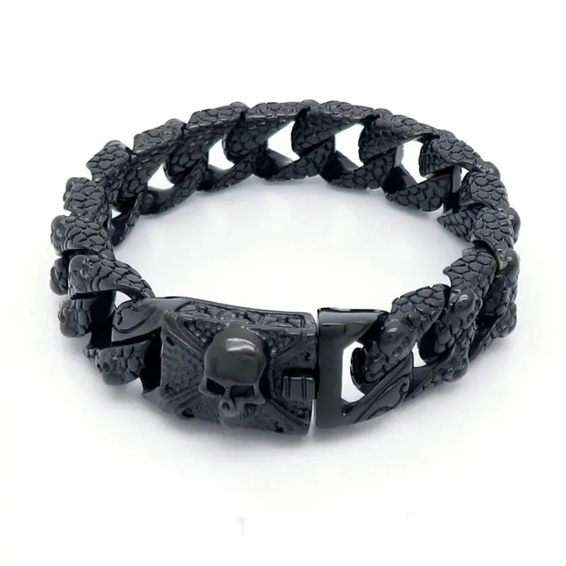 FZ Gothic Stainless Steel Skull Curb Chain Multiple Color Skeleton Bracelet