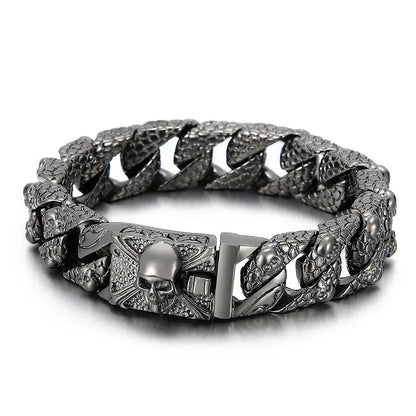 FZ Gothic Stainless Steel Skull Curb Chain Multiple Color Skeleton Bracelet