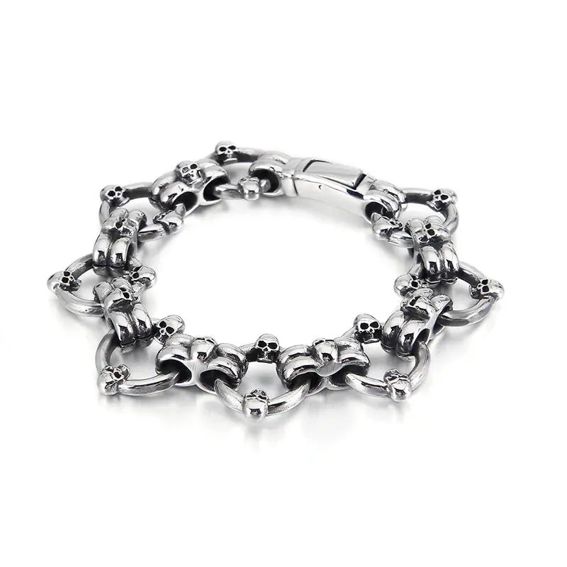 FZ Gothic Skull Link Chain Stainless Steel Bracelet