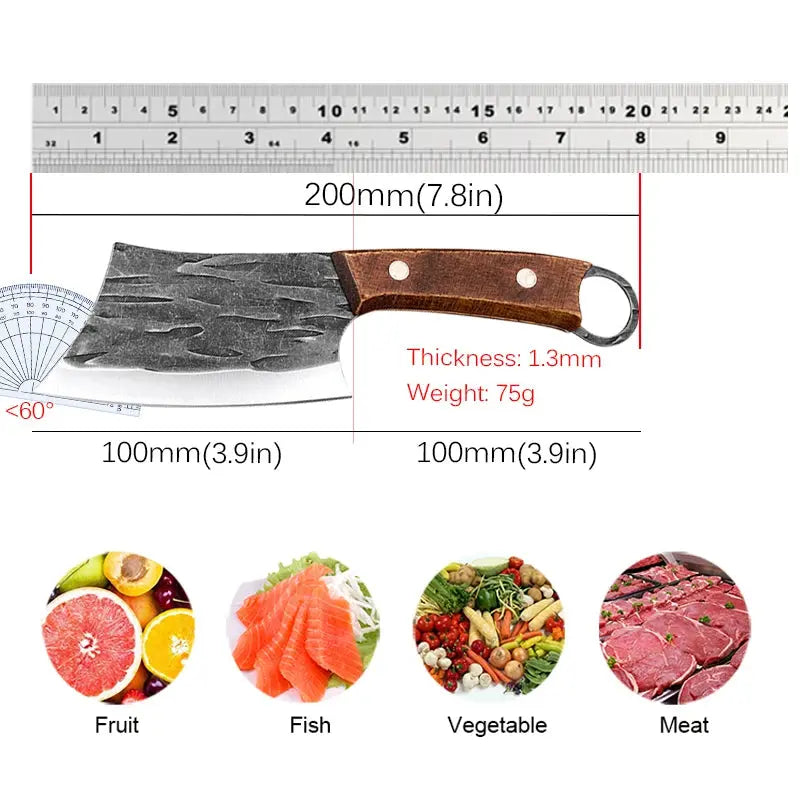 Forged Meat Cleaver Vegetable Slicing Knife Stainless Steel Boning Knife Household Fish Knife Vegetable and Fruit Knives FZwear