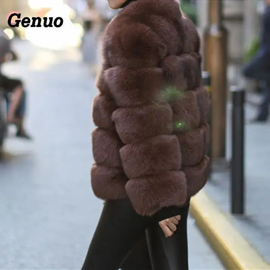 Genuo Thick Warm Winter Faux Fur Coat Women Faux Fox Fur Jacket Autumn Fashion Casual Outerwear  Fur Overcoat 2020 FZwear