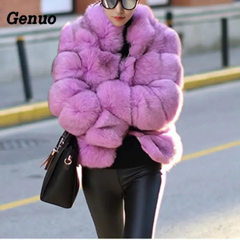 Genuo Thick Warm Winter Faux Fur Coat Women Faux Fox Fur Jacket Autumn Fashion Casual Outerwear  Fur Overcoat 2020 FZwear