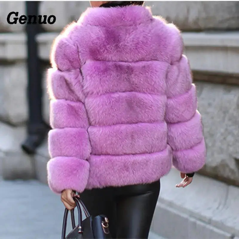 Genuo Thick Warm Winter Faux Fur Coat Women Faux Fox Fur Jacket Autumn Fashion Casual Outerwear  Fur Overcoat 2020 FZwear