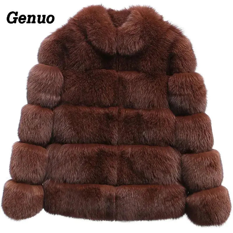 Genuo Thick Warm Winter Faux Fur Coat Women Faux Fox Fur Jacket Autumn Fashion Casual Outerwear  Fur Overcoat 2020 FZwear