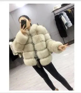 FZ Women's Faux Fox Fur Casual Outerwear Thick Warm Winter Jacket