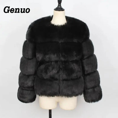 FZ Women's Vintage fluffy faux fur winter jacket