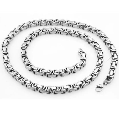 Charming 5mm Byzantine Box Chain 316L Stainless Steel Mens Boys Silver /Gold Color Link Necklace Bracelet Jewelry FZwear