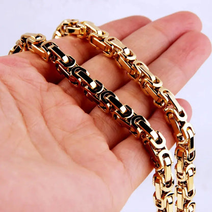 Charming 5mm Byzantine Box Chain 316L Stainless Steel Mens Boys Silver /Gold Color Link Necklace Bracelet Jewelry FZwear