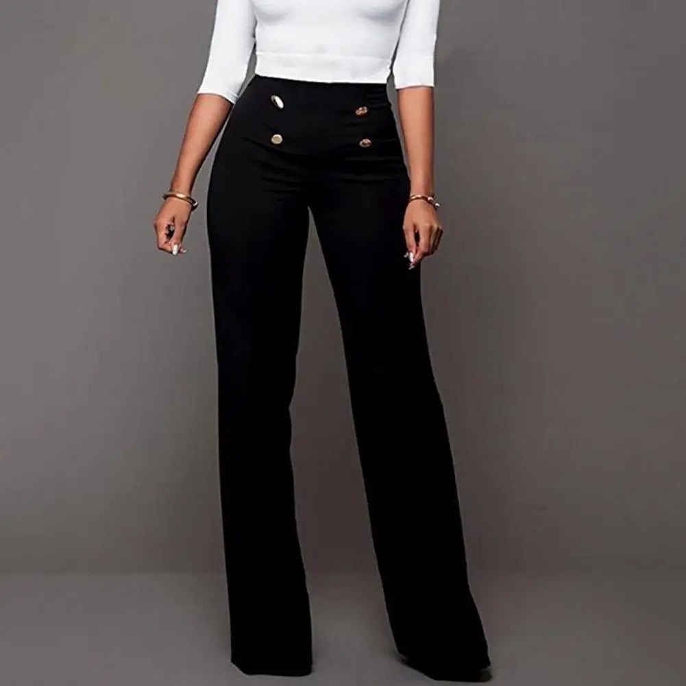 Solid Color Flare Pants Women High Waist Wide Leg Pants Office Ladies Trousers Slim Long Pants pantalones de mujer брюки женски FZwear