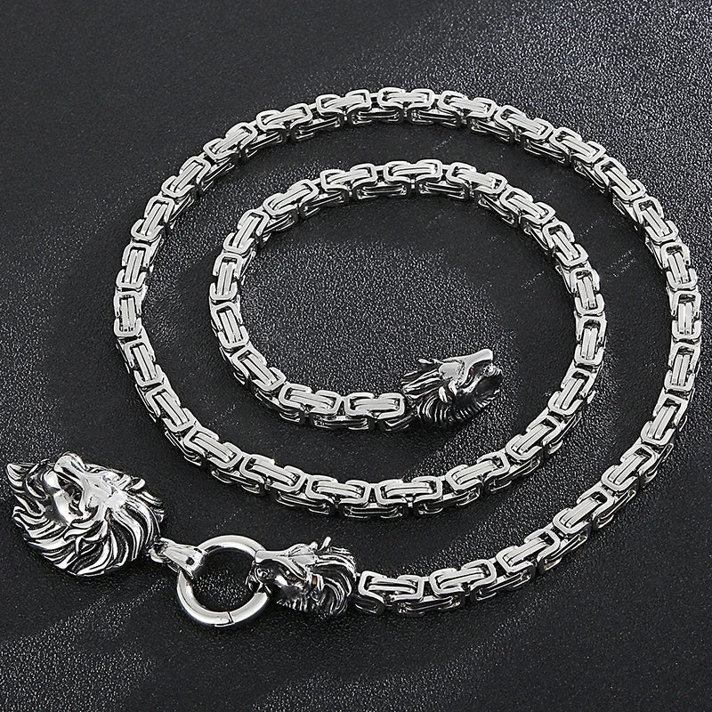 FZ Gothic Lion Head  Stainless Steel Charm Pendant Necklace