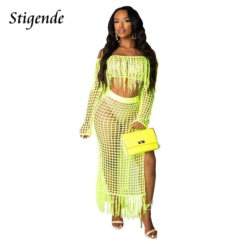 FZ Women's Hollow Out Off Shoulder 2 Piece Swimsuit Cover Up DSers