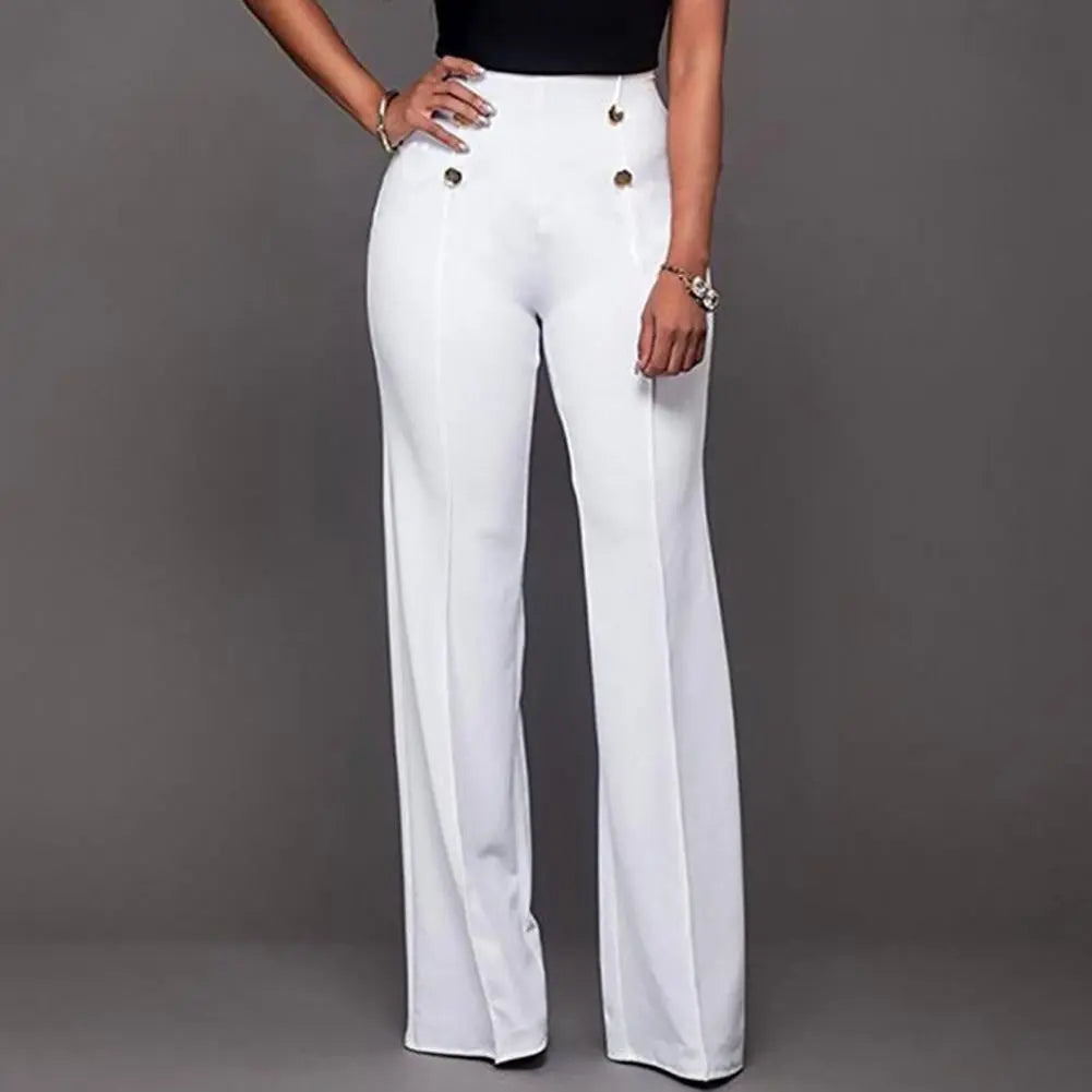 Solid Color Flare Pants Women High Waist Wide Leg Pants Office Ladies Trousers Slim Long Pants pantalones de mujer брюки женски FZwear