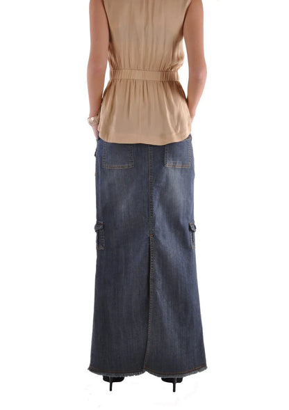 FZ Women's Casual Multi-pocket Pack hips Ankle-Length Denim Skirt