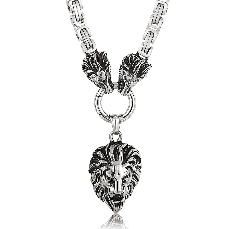 FZ Gothic Lion Head  Stainless Steel Charm Pendant Necklace