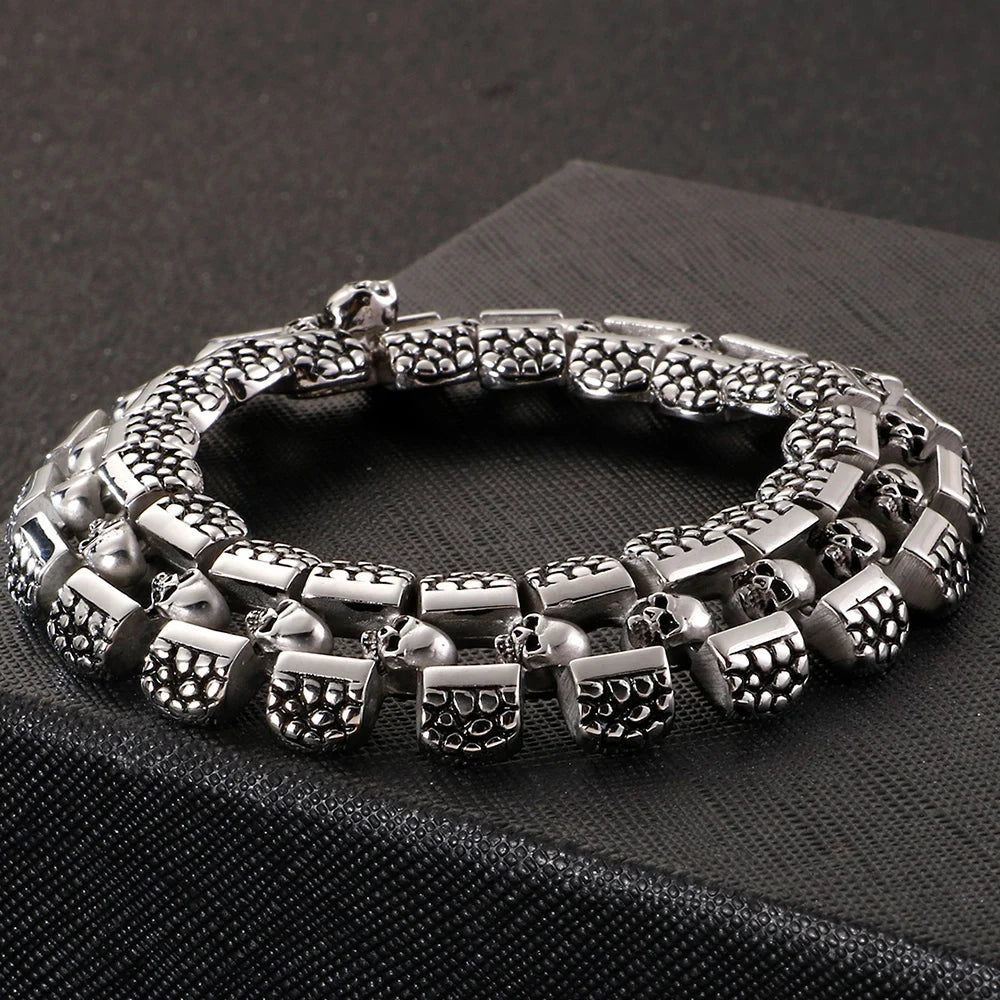 FZ Punk Rocker Skull Stainless Steel Chain Bracelet - FZwear