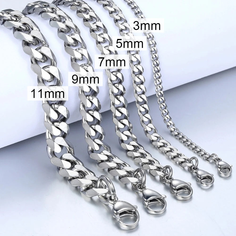 FZ Stainless Steel Curb Cuban Link Chain Bracelet - FZwear