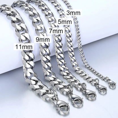 FZ Stainless Steel Curb Cuban Link Chain Bracelet