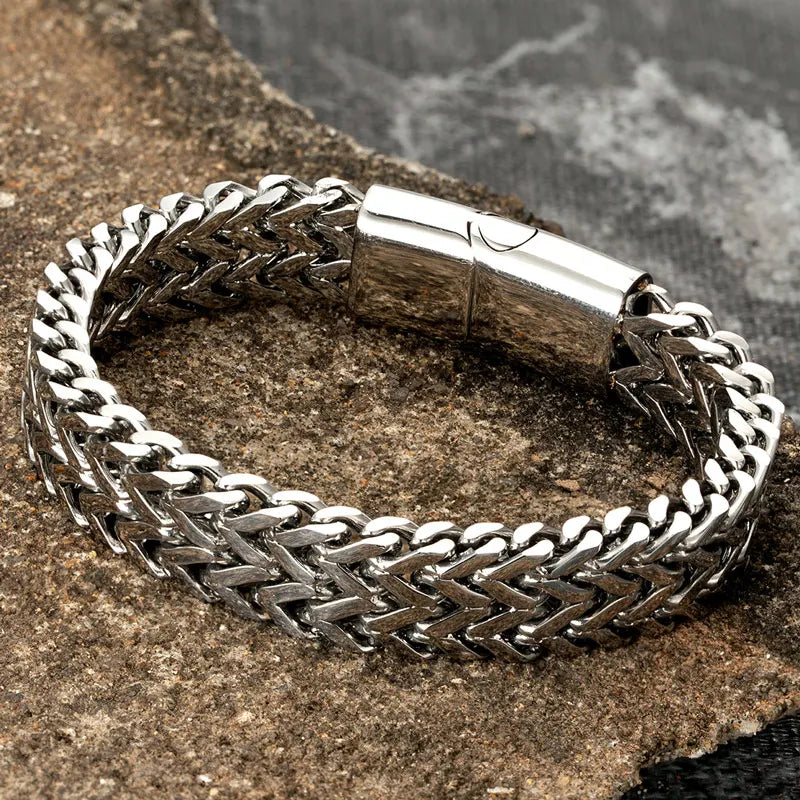 FZ Luxury Double Curb Chain Stainless Steel Punk Rock Biker Antique Bracelet - FZwear