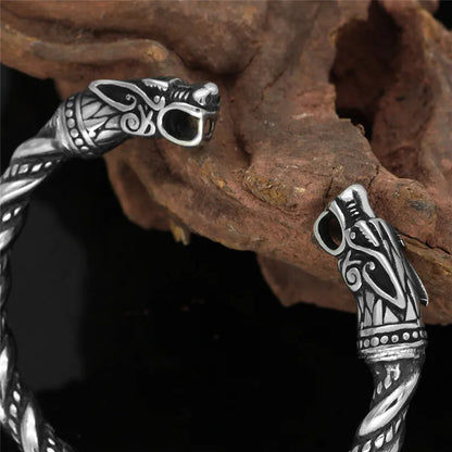 FZ Vintage Cuff Stainless Steel Nordic Viking Dragon Bracelet