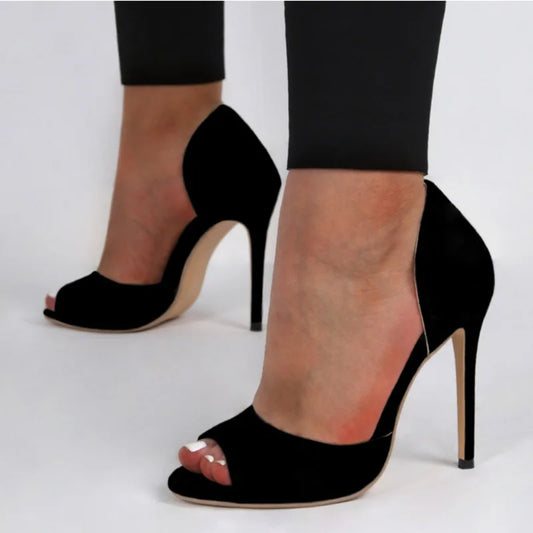 FZ  Women's High Heels Leopard Grain Black Peep Toe Sexy Shoes