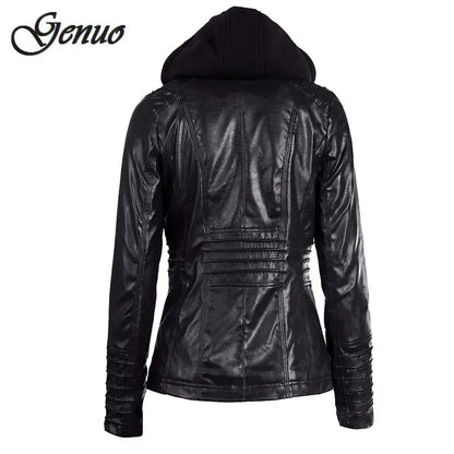 FZ Women's Faux Leather PU Hooded Jacket - FZwear