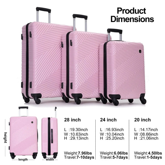 Hardshell Luggage Set,3 Piece Hardside Suitcases with Spinner Wheel,Lightweight Carry-on luggage 20" 24" 28" FZwear