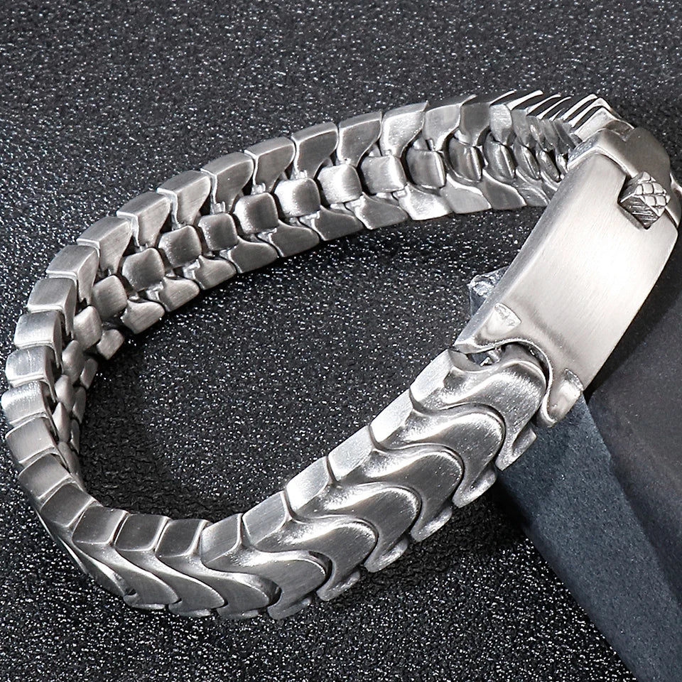 FZ Titanium Matte Stainless Steel Men's On Hand Bands Bracelet - FZwear