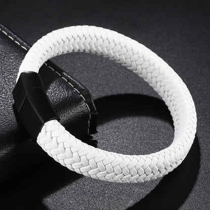 FZ Retro Button Braided Genuine Leather Bracelet - FZwear