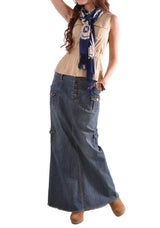 FZ Women's Casual Multi-pocket Pack hips Ankle-Length Denim Skirt - FZwear