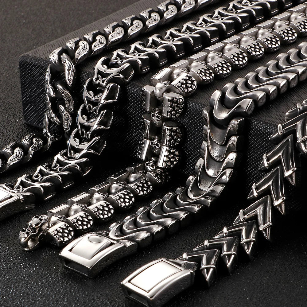 FZ Punk Rocker Skull Stainless Steel Chain Bracelet - FZwear