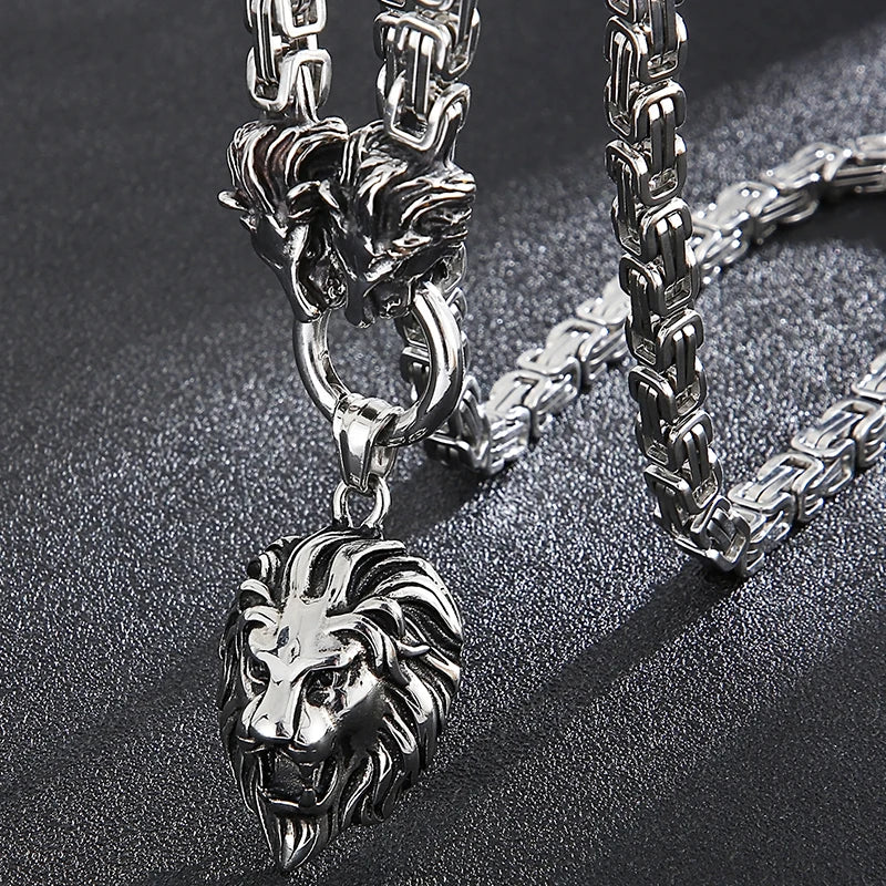 FZ Gothic Lion Head  Stainless Steel Charm Pendant Necklace