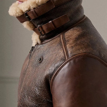 High quality fur integrated men's jacket  winter new product thickened warm leather Sheepskin aviator jacket for men FZwear