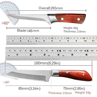 Household Meat Cleaver Kitchen Slicing Knife Red Handle Butcher's Boning Knife Stainless Steel Sharp Fruit Peeling Knife BBQ FZwear