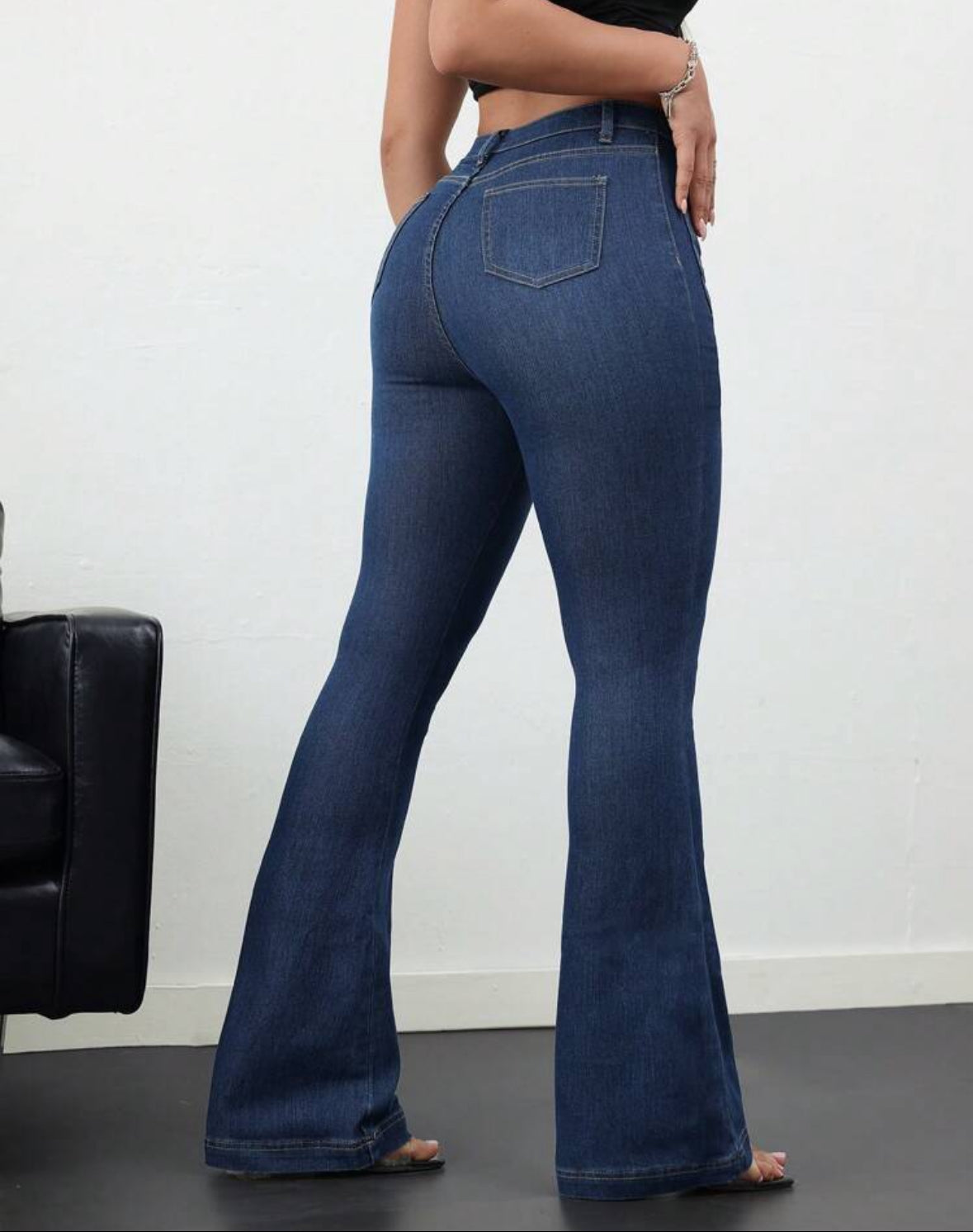 FZ Women's Plus Size Vintage Blue Flare Denim Pants