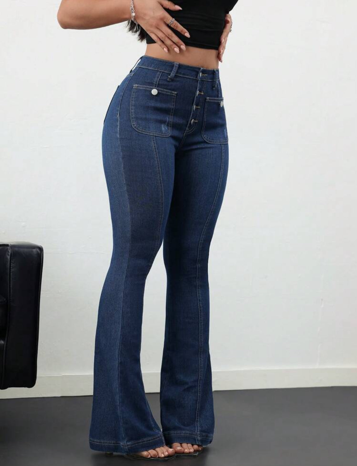 FZ Women's Plus Size Vintage Blue Flare Denim Pants