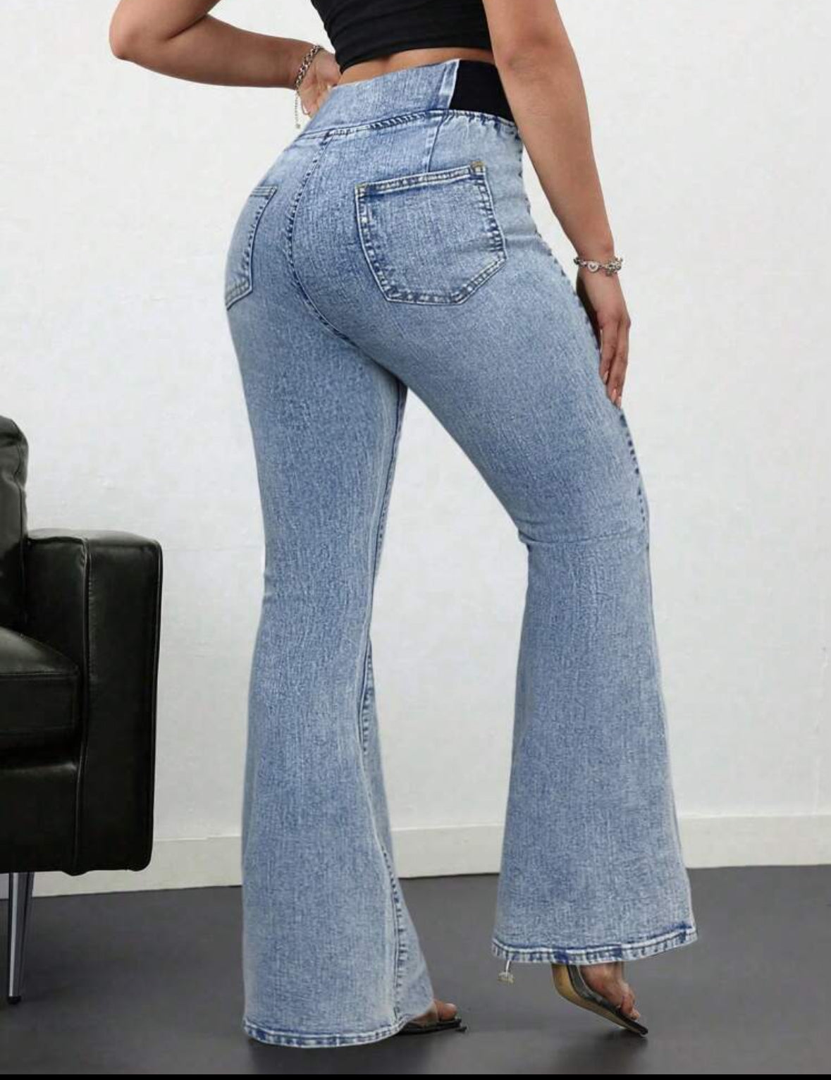 FZ Women's Skinny Stretch Flared High Waist Denim Pants