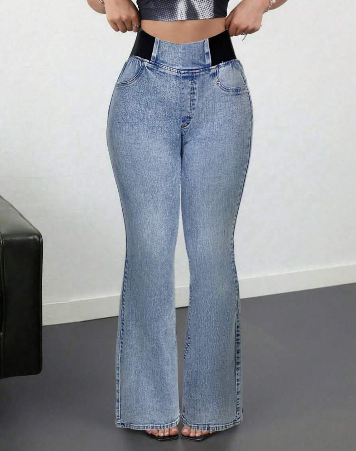 FZ Women's Skinny Stretch Flared High Waist Denim Pants