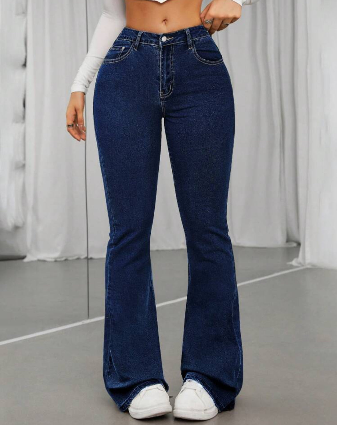 FZ Women's Fashionable High Waist Flared Denim Pants