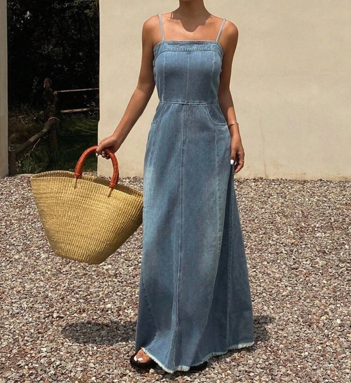 FZ Women's Fringe Trim Vacation Style Jumpsuit Denim Dress