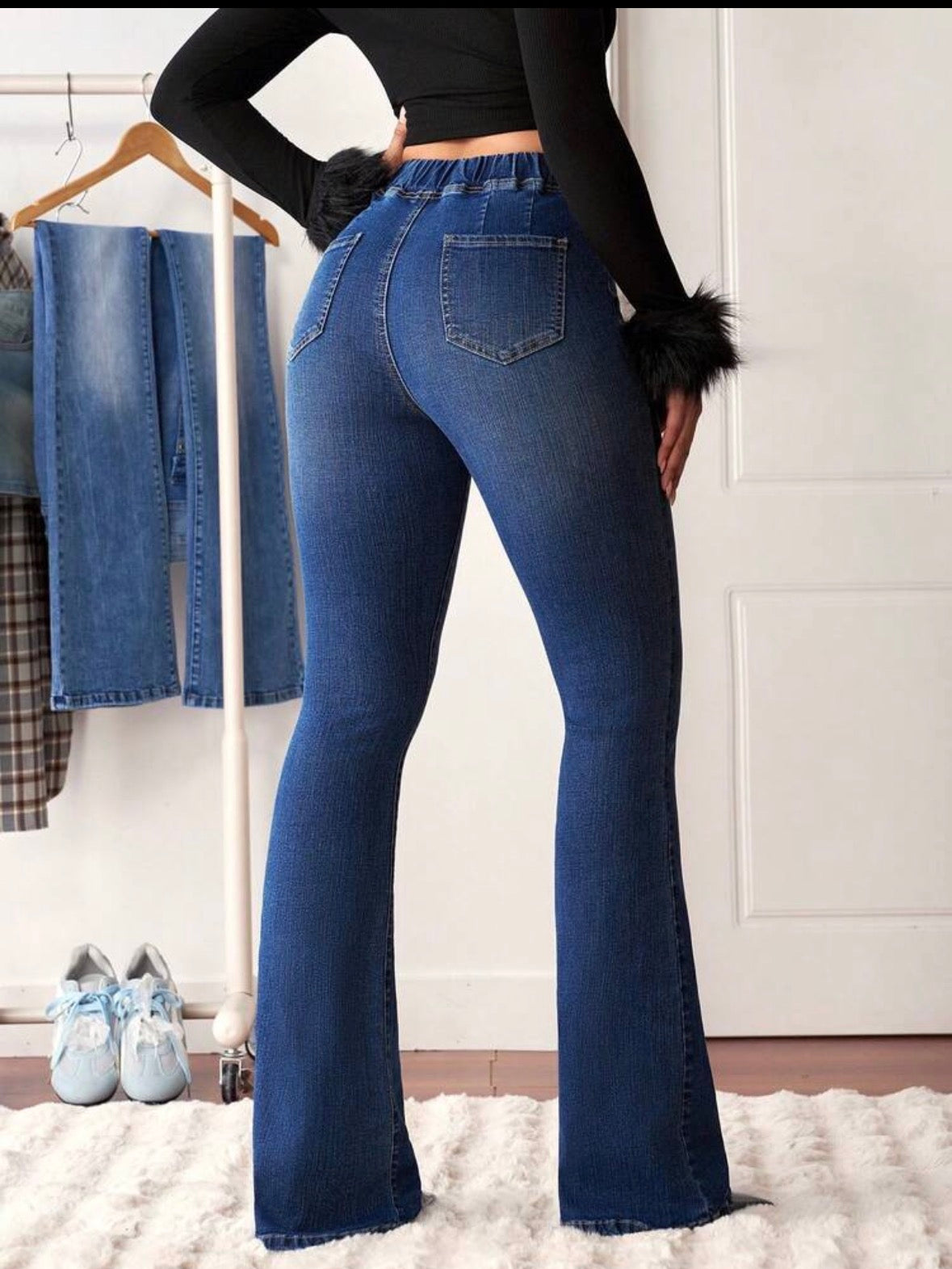 FZ Women's High Waist Skinny Elegant Flare Versatile Denim Pants