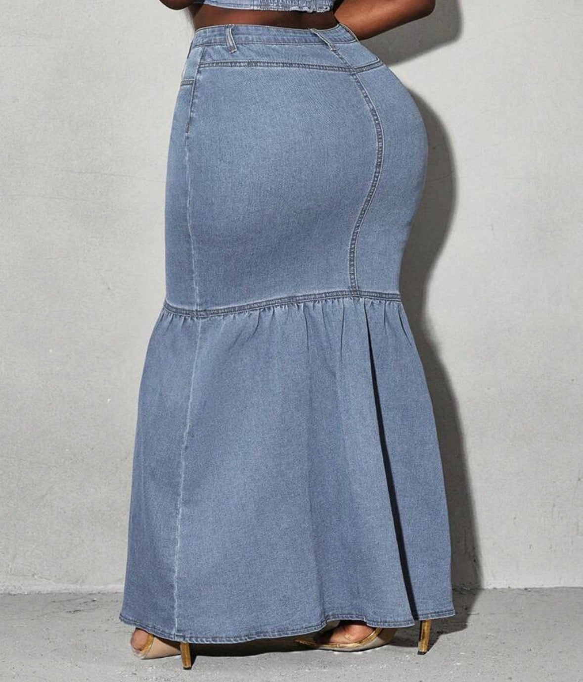 FZ Women's Plus Size Front Button Denim Skirt
