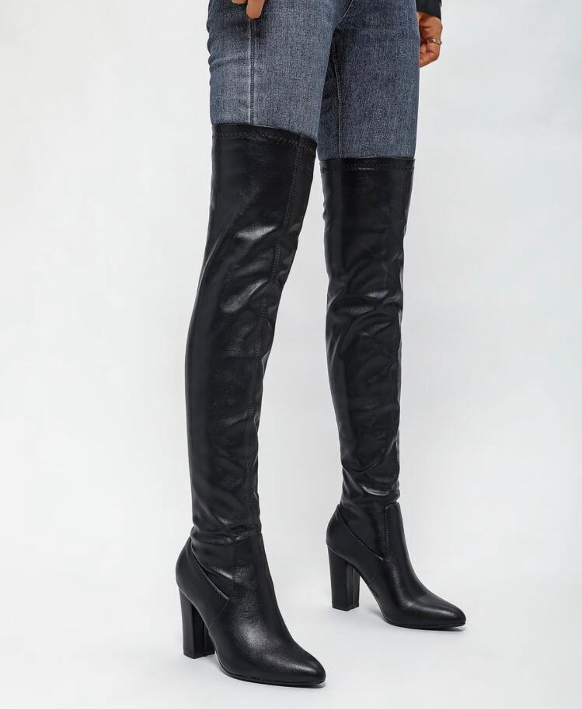 FZ Women's Thick High Heels Elastic Over-The-Knee Boots