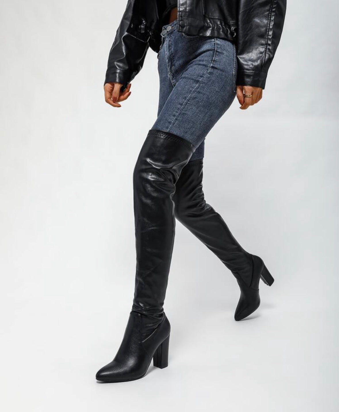 FZ Women's Thick High Heels Elastic Over-The-Knee Boots