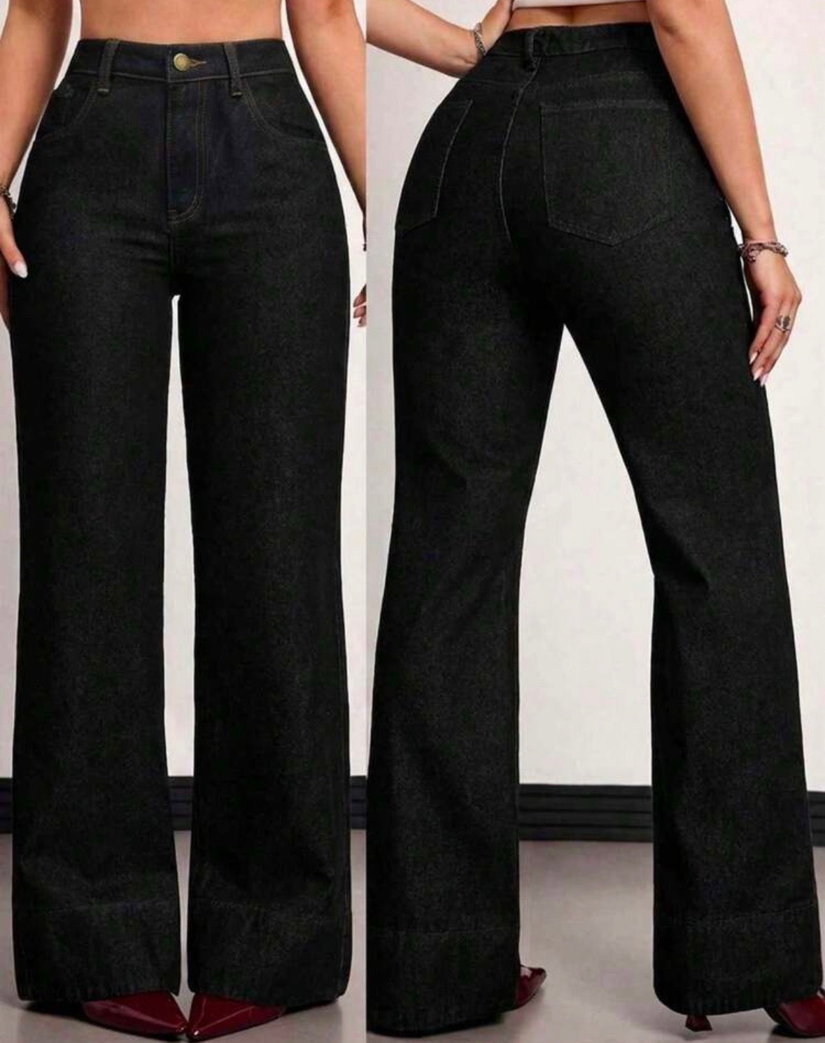 FZ Women's High Waist Pocketed Wide Leg Loose Versatile Denim Pants