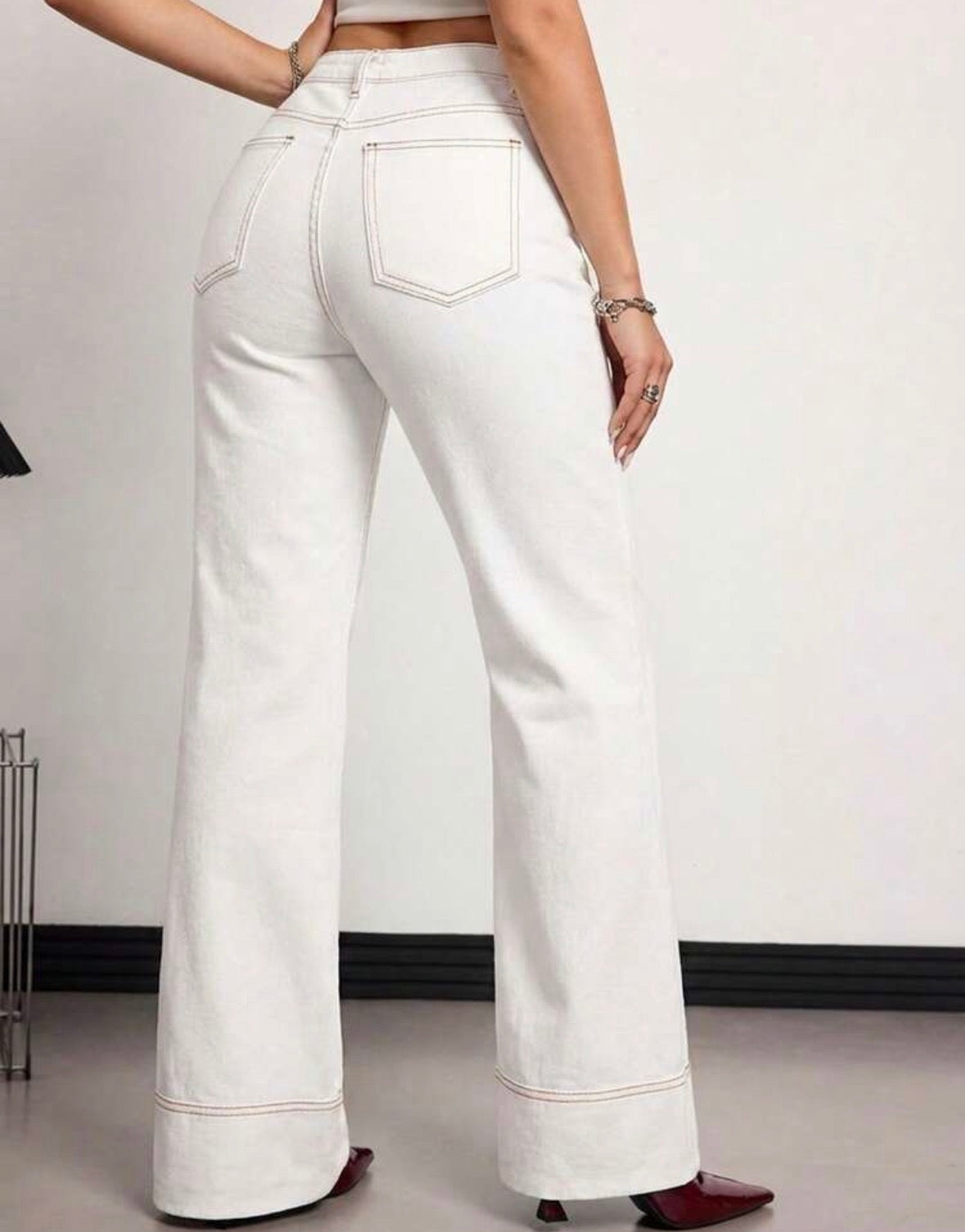 FZ Women's High Waist Pocketed Wide Leg Loose Versatile Denim Pants