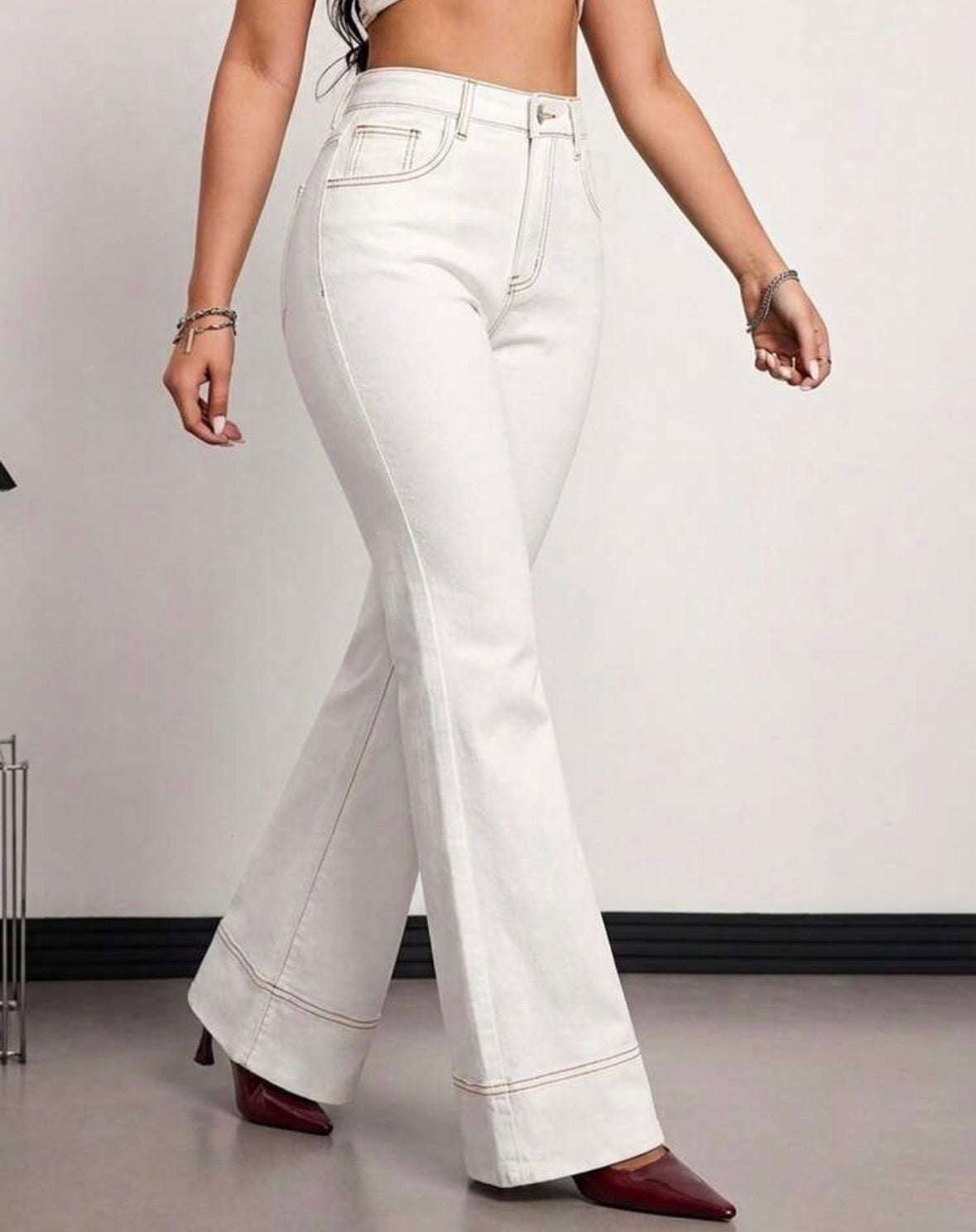 FZ Women's High Waist Pocketed Wide Leg Loose Versatile Denim Pants