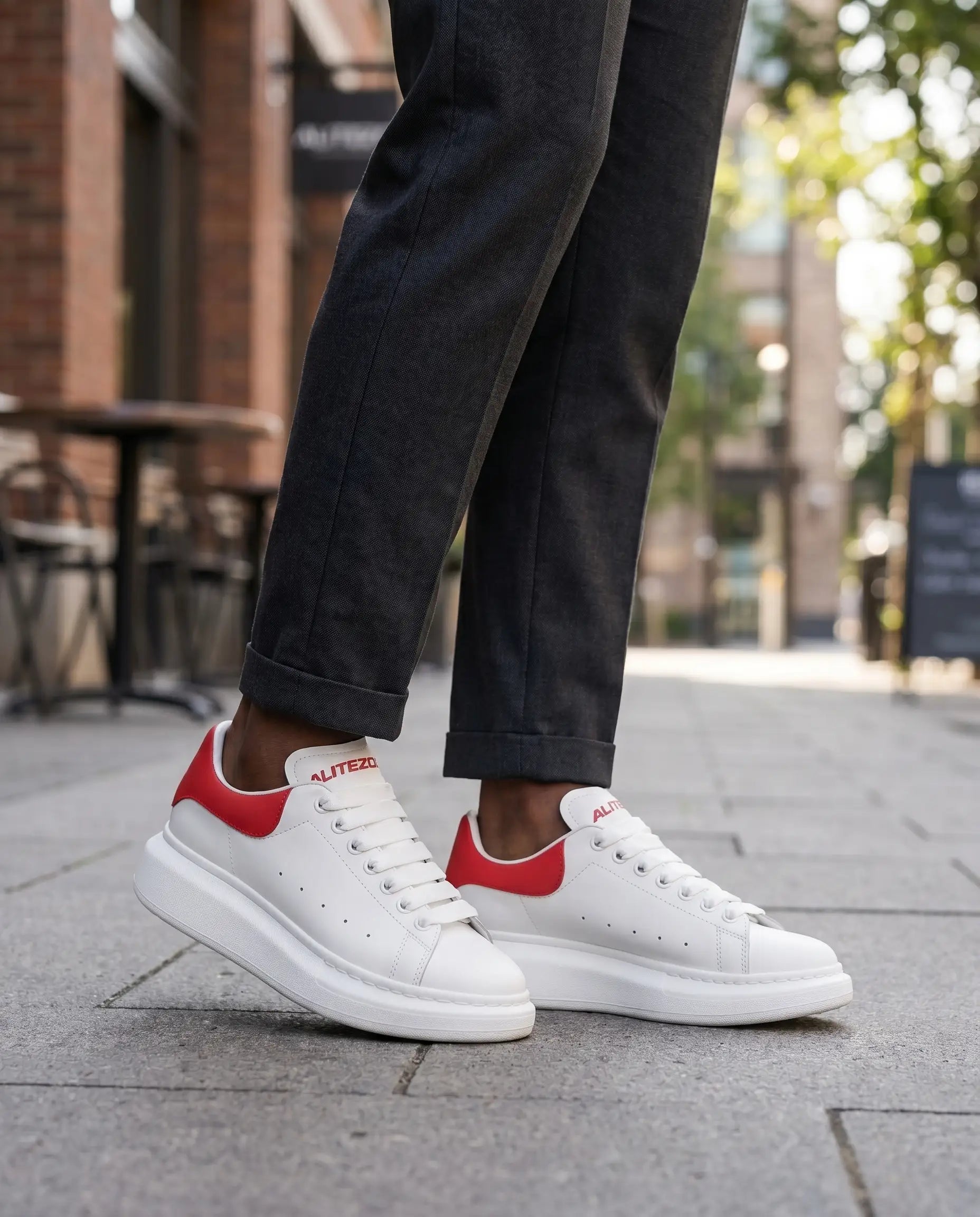 FZ Unisex Non Slip Lace Up Faux Leather Sneakers