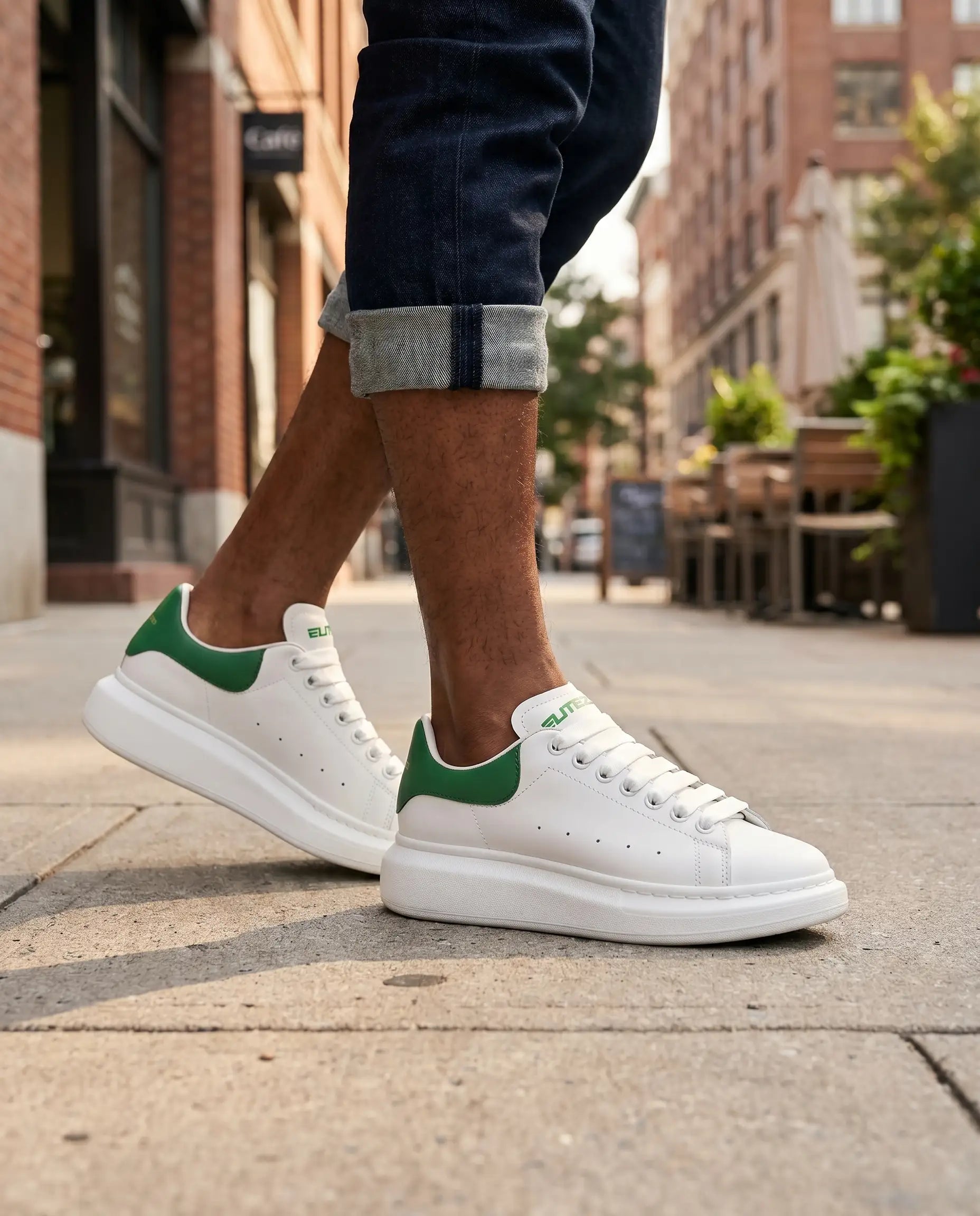 FZ Unisex Non Slip Lace Up Faux Leather Sneakers