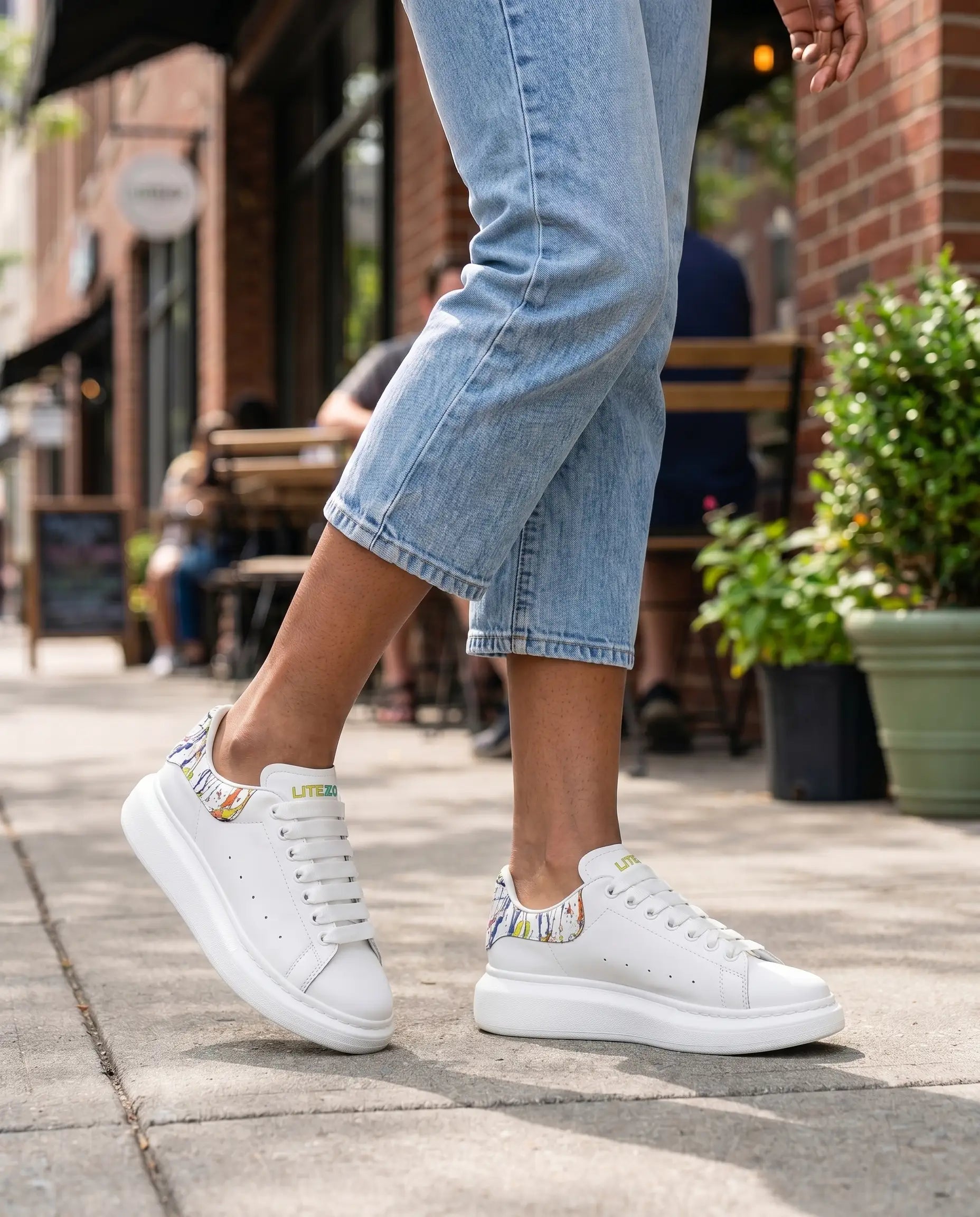 FZ Unisex Non Slip Lace Up Faux Leather Sneakers